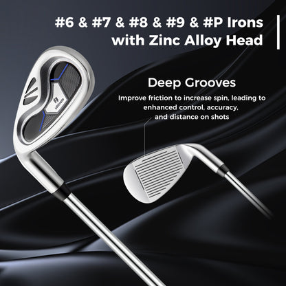 Mens LeftHanded Complete Golf Clubs and Bag Set Portable Lightweight Golf Stand Bag