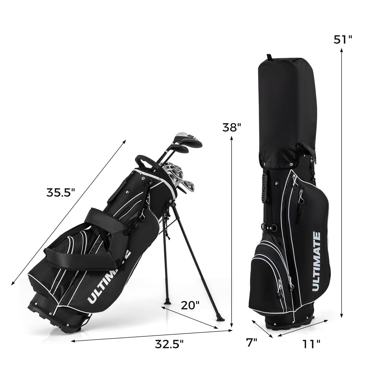 Mens LeftHanded Complete Golf Clubs and Bag Set Portable Lightweight Golf Stand Bag
