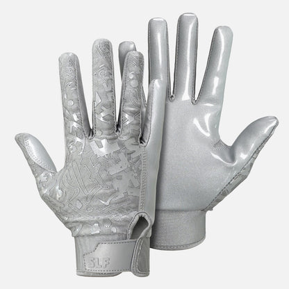 Metallic Gray Sticky Football Receiver Gloves
