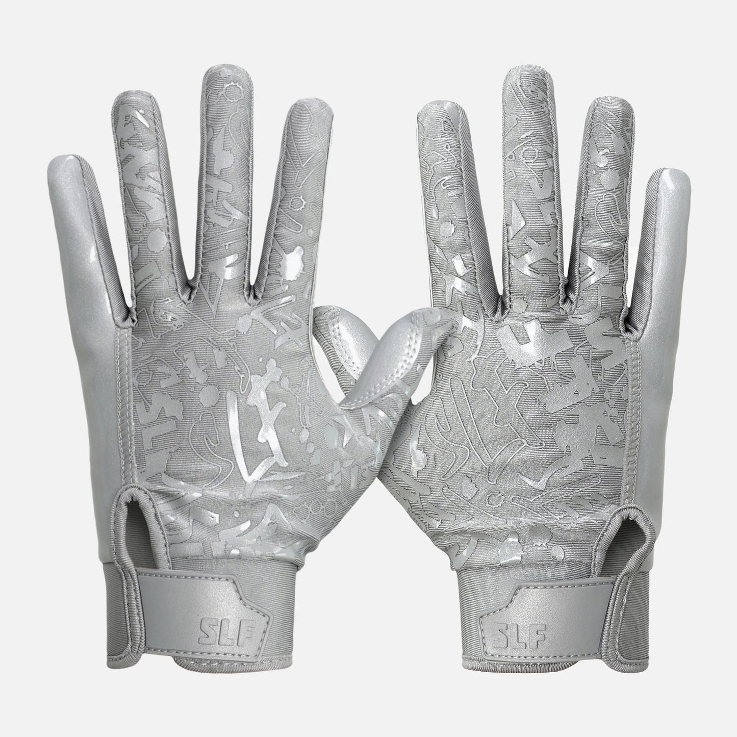 Metallic Gray Sticky Football Receiver Gloves