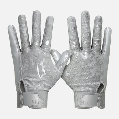 Metallic Gray Sticky Football Receiver Gloves