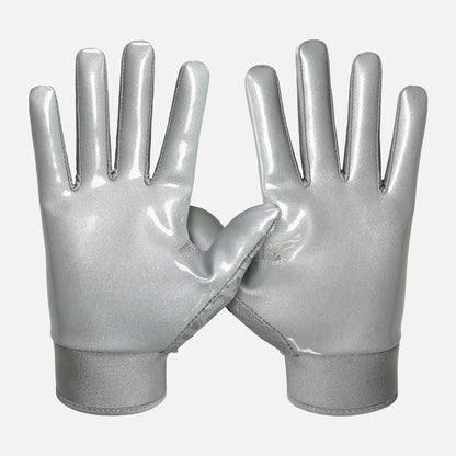 Metallic Gray Sticky Football Receiver Gloves