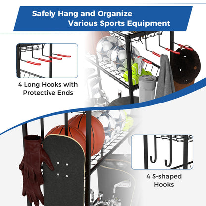 Mobile Sports Equipment Organizer with Golf Bags Storage and Club Rack