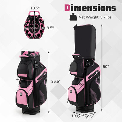 Molded Lock Top Golf Cart Bag with 14-Way Full Length Dividers and 11 Pockets