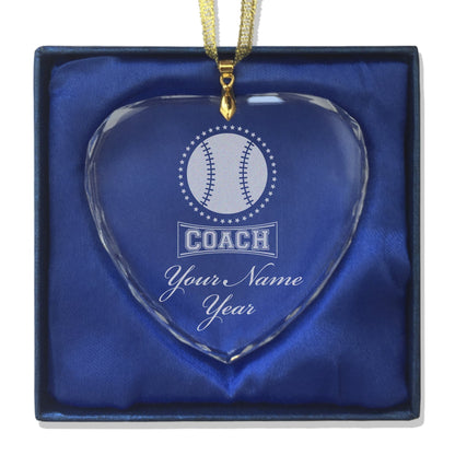 LaserGram Christmas Ornament, Baseball Coach, Personalized Engraving Included (Heart Shape)