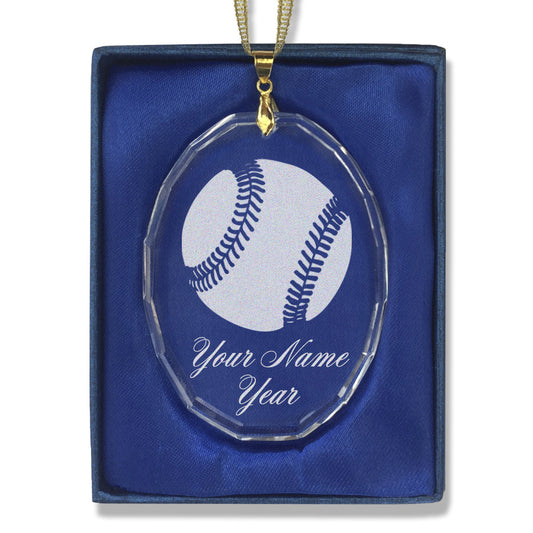 LaserGram Christmas Ornament, Baseball Ball, Personalized Engraving Included (Oval Shape)