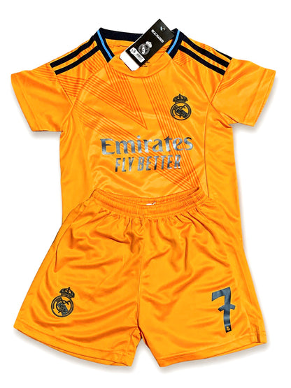 Ronaldo 7 Real Madrid Away Orange 3rd Jersey Toddler/Youth Soccer Jersey Kids Kit