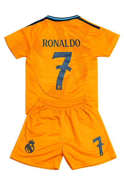 Ronaldo 7 Real Madrid Away Orange 3rd Jersey Toddler/Youth Soccer Jersey Kids Kit