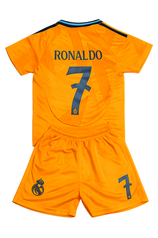 Ronaldo 7 Real Madrid Away Orange 3rd Jersey Toddler/Youth Soccer Jersey Kids Kit