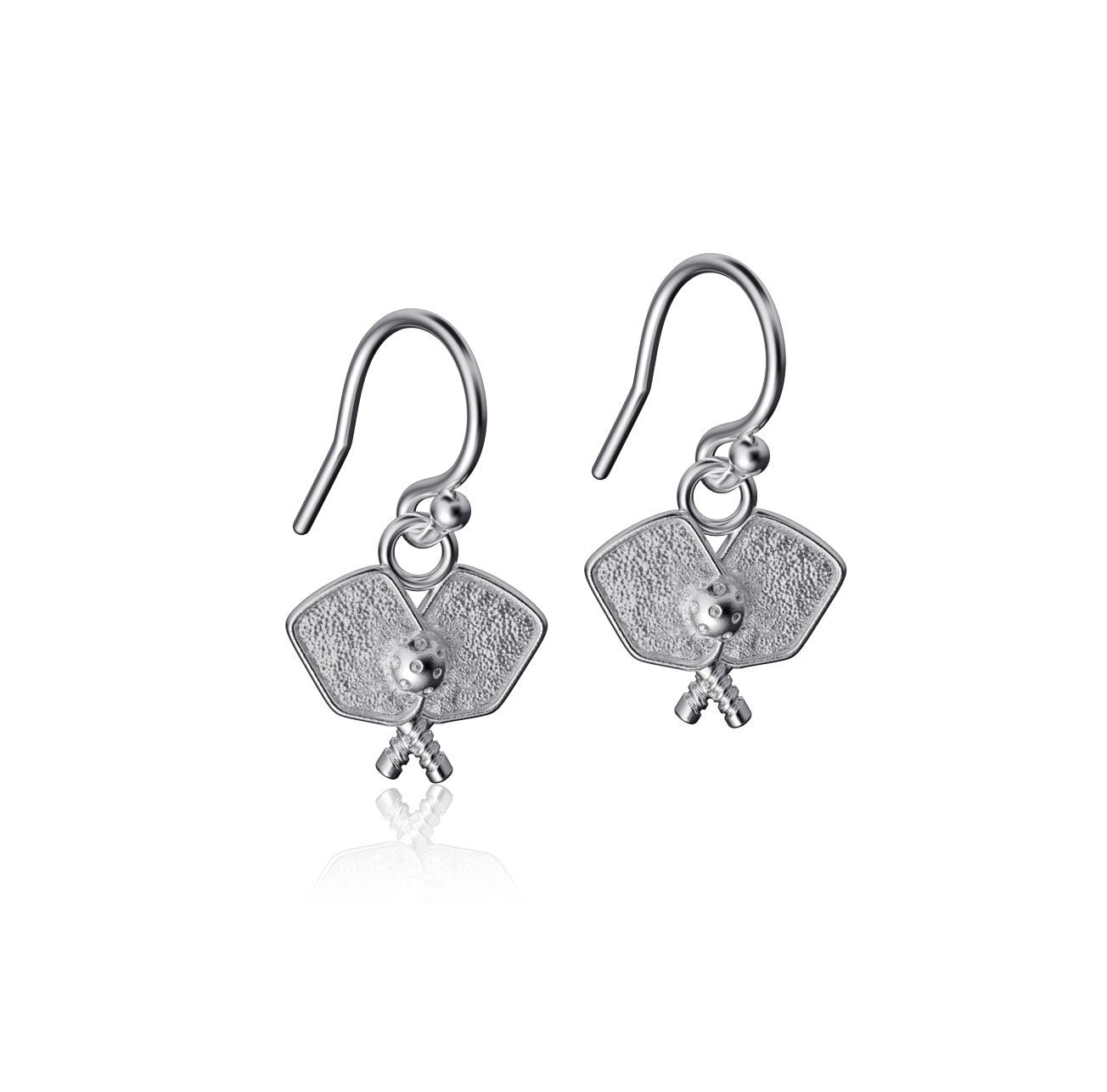 Pickleball Dangle Earrings - Silver