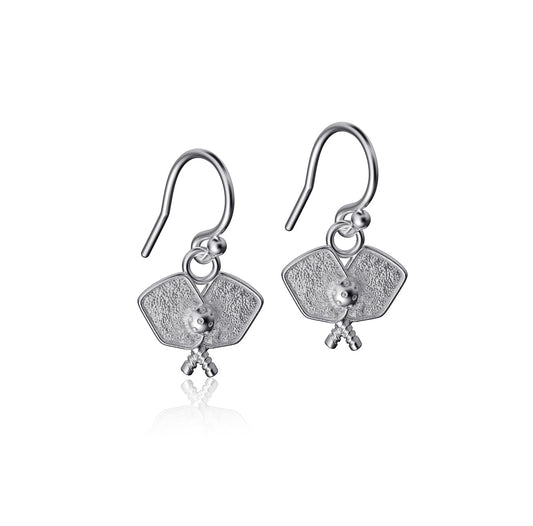 Pickleball Dangle Earrings - Silver