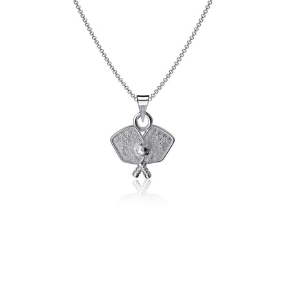 Pickleball Pendant Necklace - Silver