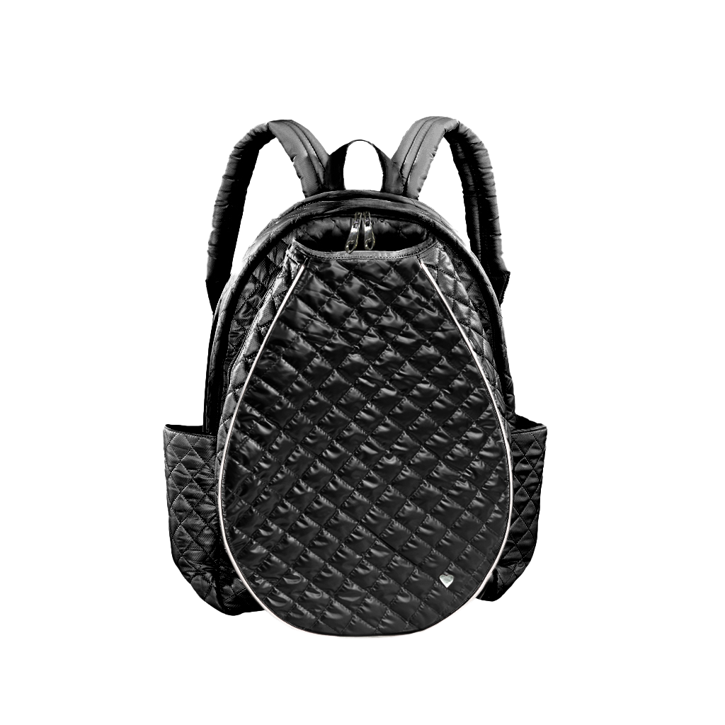 Black Quilted Tennis Racquet Backpack