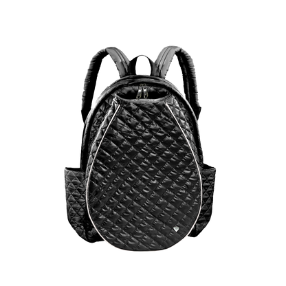 Black Quilted Tennis Racquet Backpack