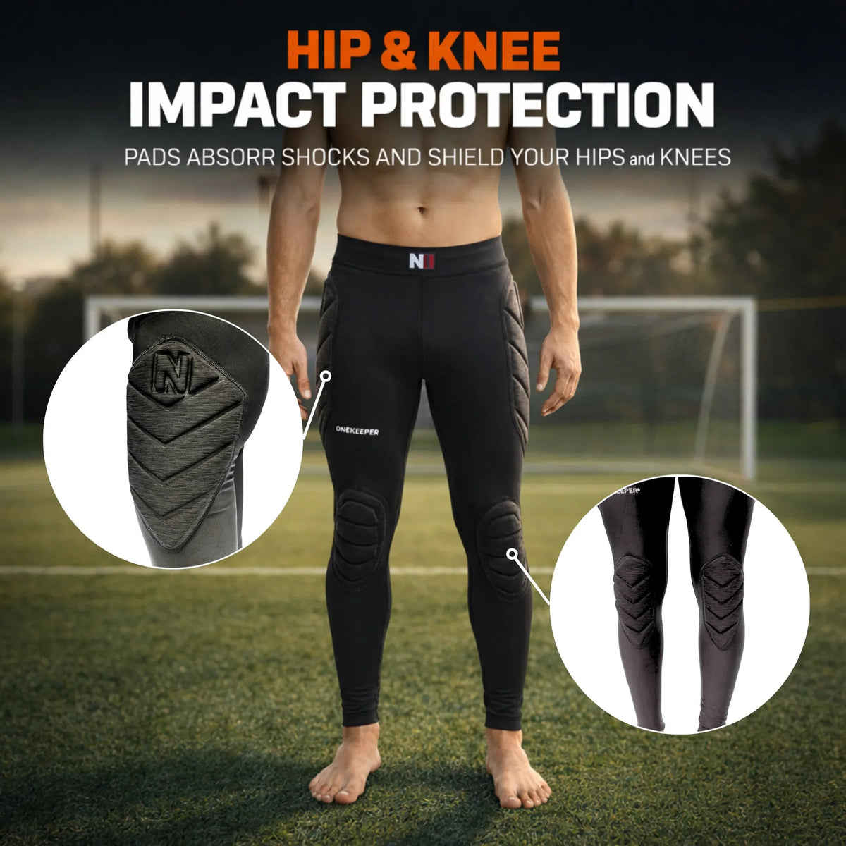 Goalkeeper Padded Compression Leggings with 6mm EVA Hip and Knee Protection
