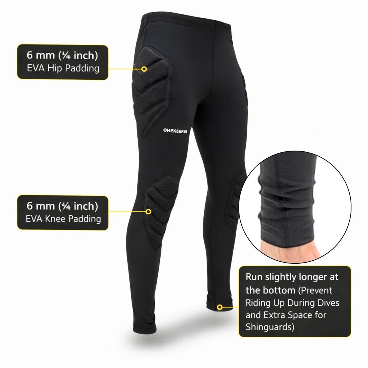 Goalkeeper Padded Compression Leggings with 6mm EVA Hip and Knee Protection