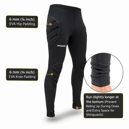 Goalkeeper Padded Compression Leggings with 6mm EVA Hip and Knee Protection