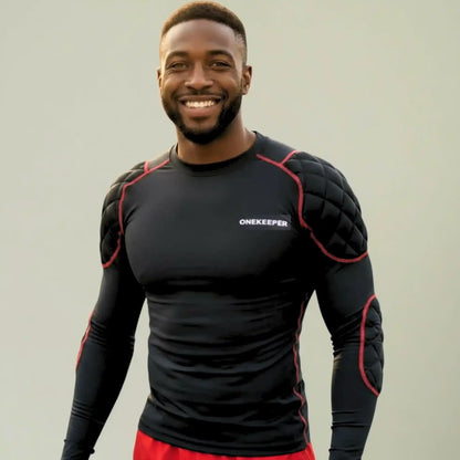 Padded Goalkeeper Compression Long Sleeve Under Shirt with 16mm Elbow & Shoulder Protection