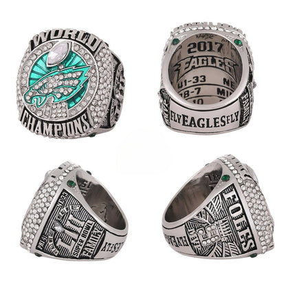 5-Piece Philadelphia Replica Championship Rings Set -  Collectible with Wooden Gift Box