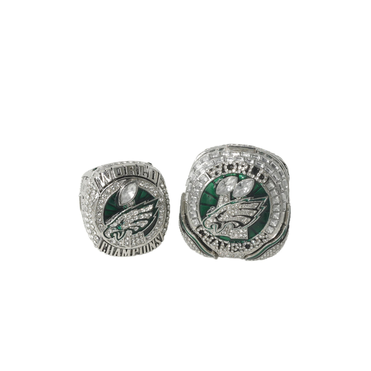 Philadelphia Football Championship Rings Set (2 Rings) – Limited Edition Collectible with Wooden Box
