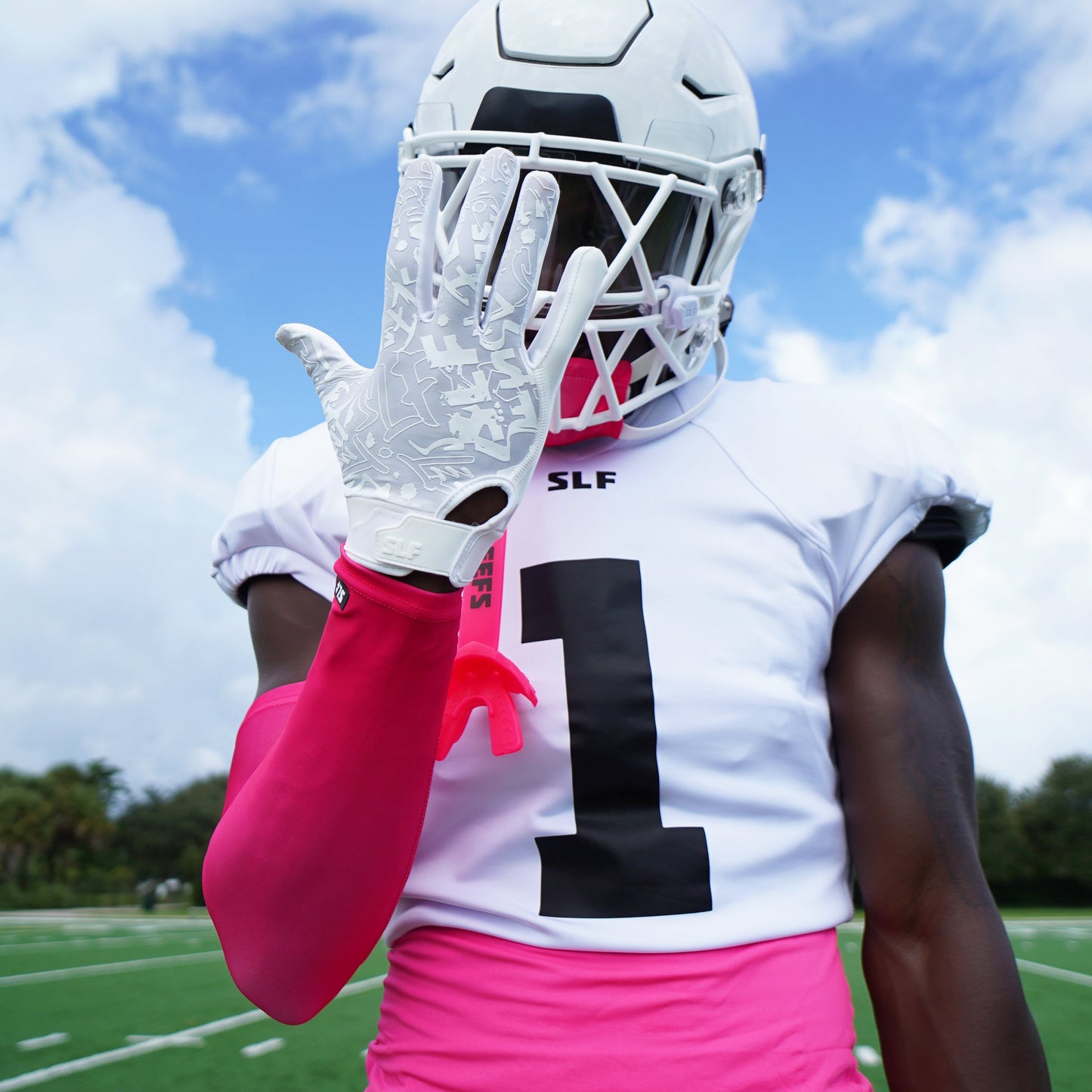 White Sticky Football Receiver Gloves