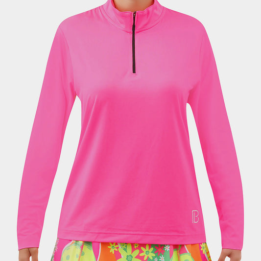 PB 1/4 Zip Long Sleeve Hot Pink
