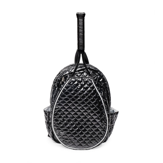 Black Quilted Tennis Racquet Backpack