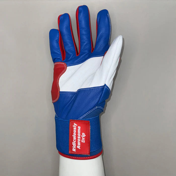 Ridiculously Awesome Drip Batting Gloves - Patriot Red, White & Blues