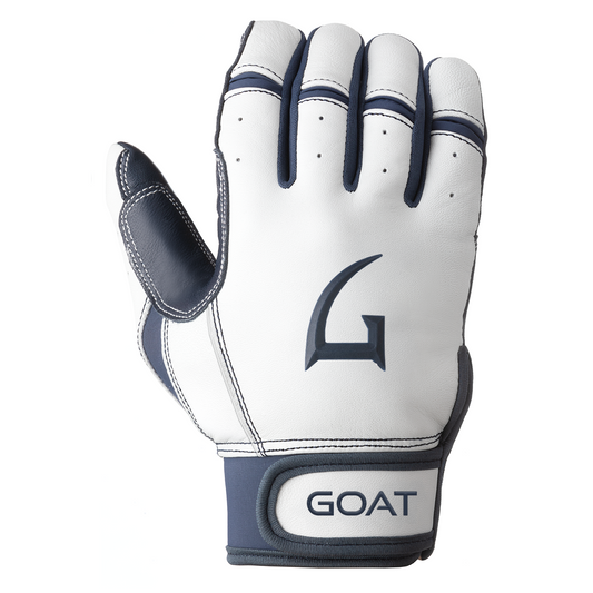 Origin Series Short Cuff White and Navy Blue Batting Gloves