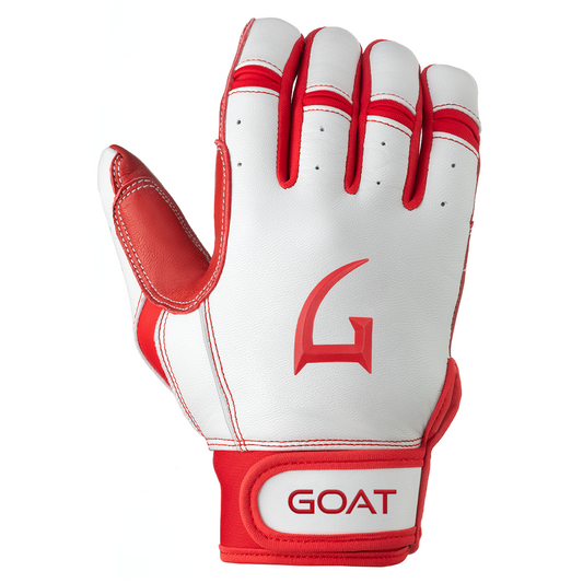 Origin Series Short Cuff White and Red Batting Gloves