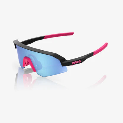 100% Slendale Youth Sunglasses Matte Black/Pink Blue Lens