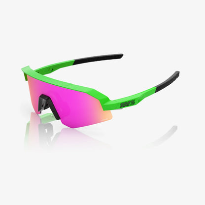 100% Slendale Youth Sunglasses Viper Green HiPER Vital Pink Mirror Lens