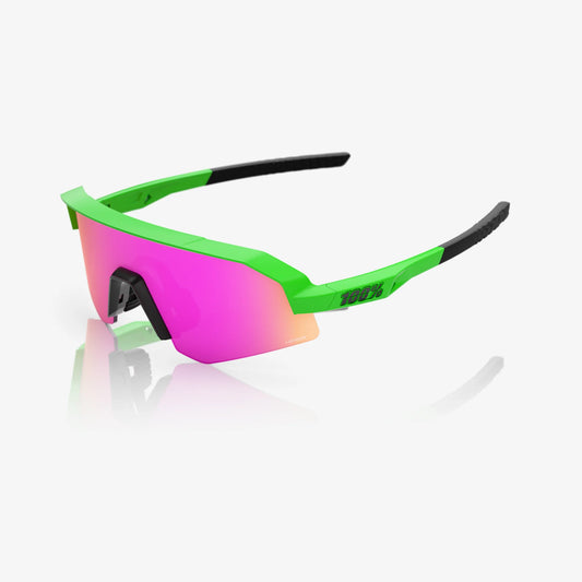 100% Slendale Youth Sunglasses Viper Green HiPER Vital Pink Mirror Lens