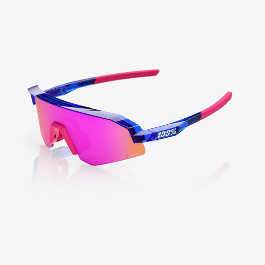 100% Slendale Youth Sunglasses Polished Translucent Blue HiPER Vital Pink Mirror Lens