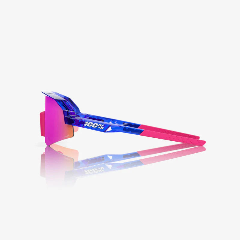 100% Slendale Youth Sunglasses Polished Translucent Blue HiPER Vital Pink Mirror Lens