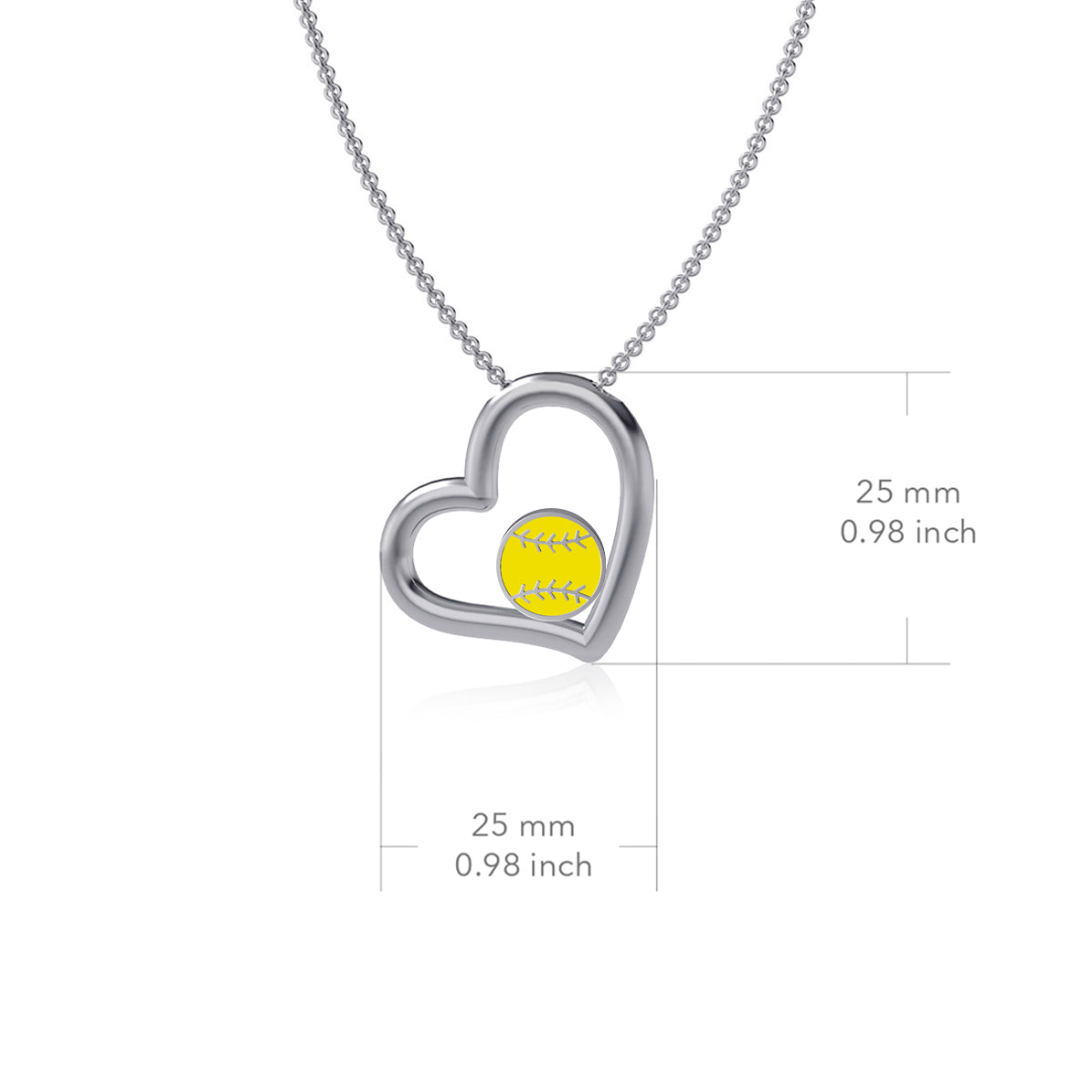 Softball Heart Necklace - Enamel
