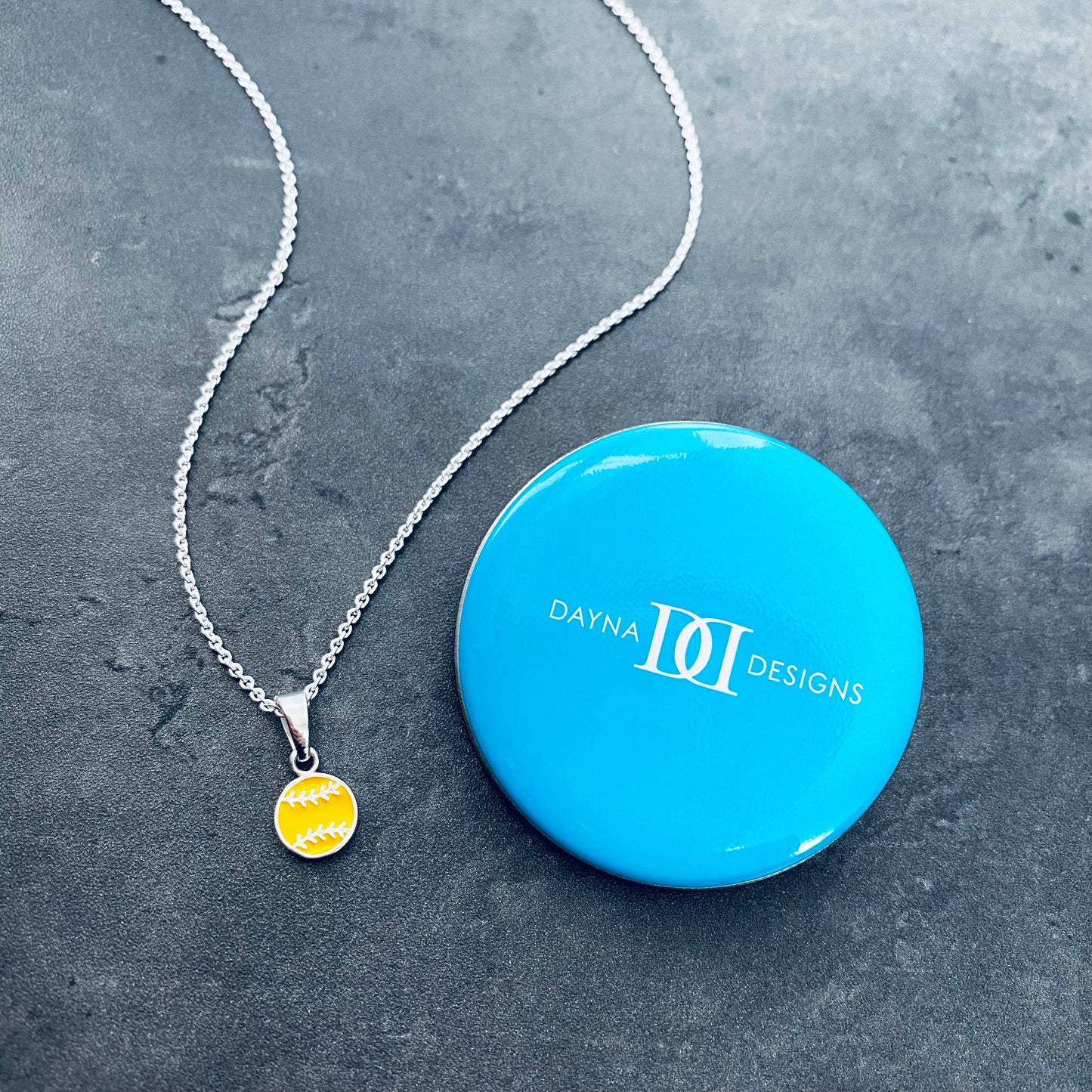 Softball Pendant Necklace - Enamel