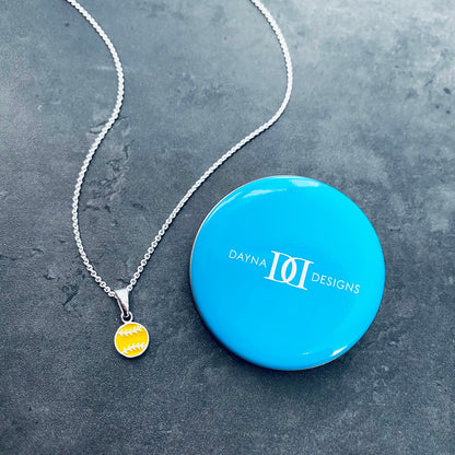 Softball Pendant Necklace - Enamel