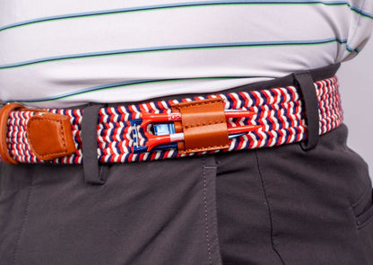 THE BRAIDED BYRD GOLF BELT - Red/White/Blue