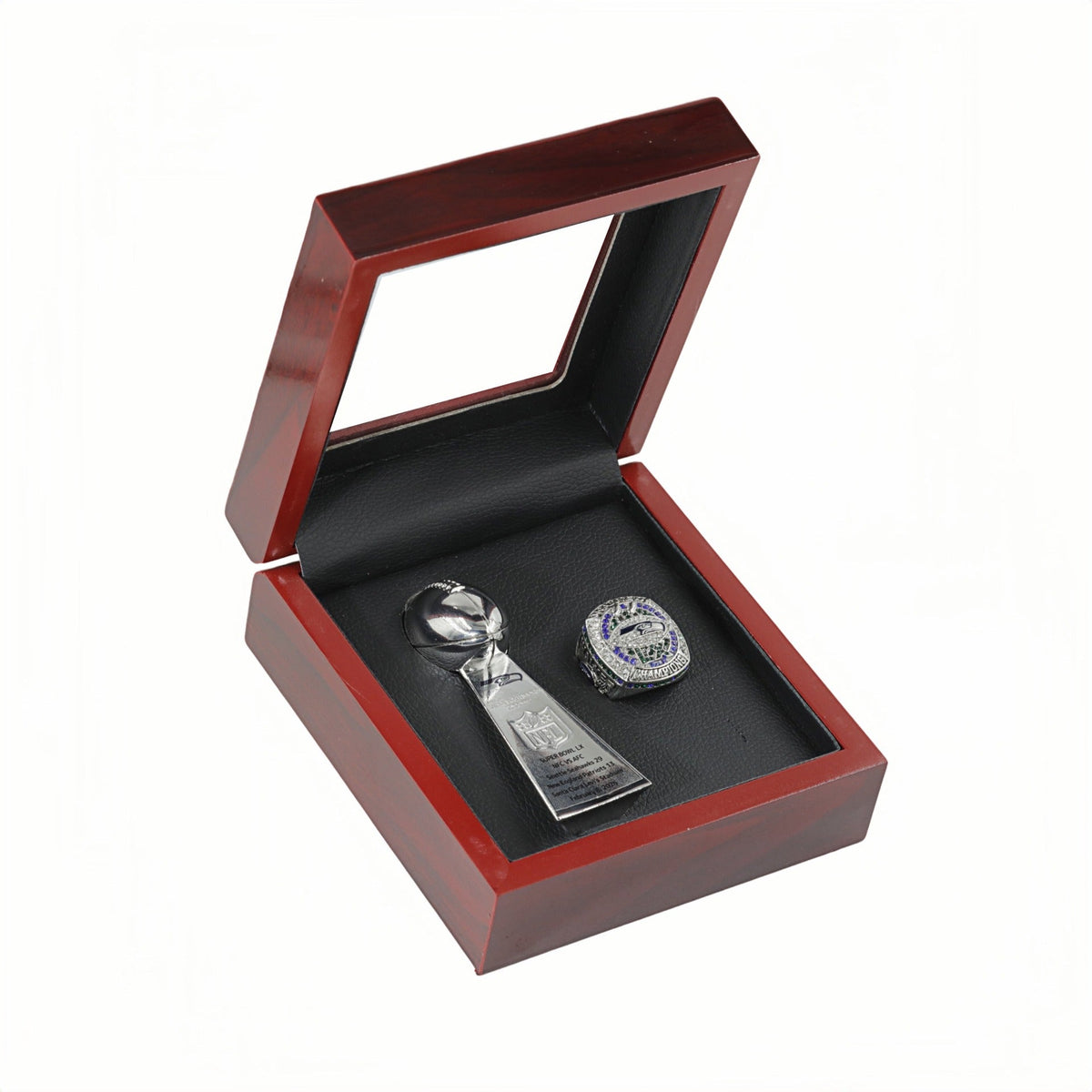 2025 Seattle Football Championship Ring and Trophy Set-Fan Celebration Gift for Holidays & Game Day