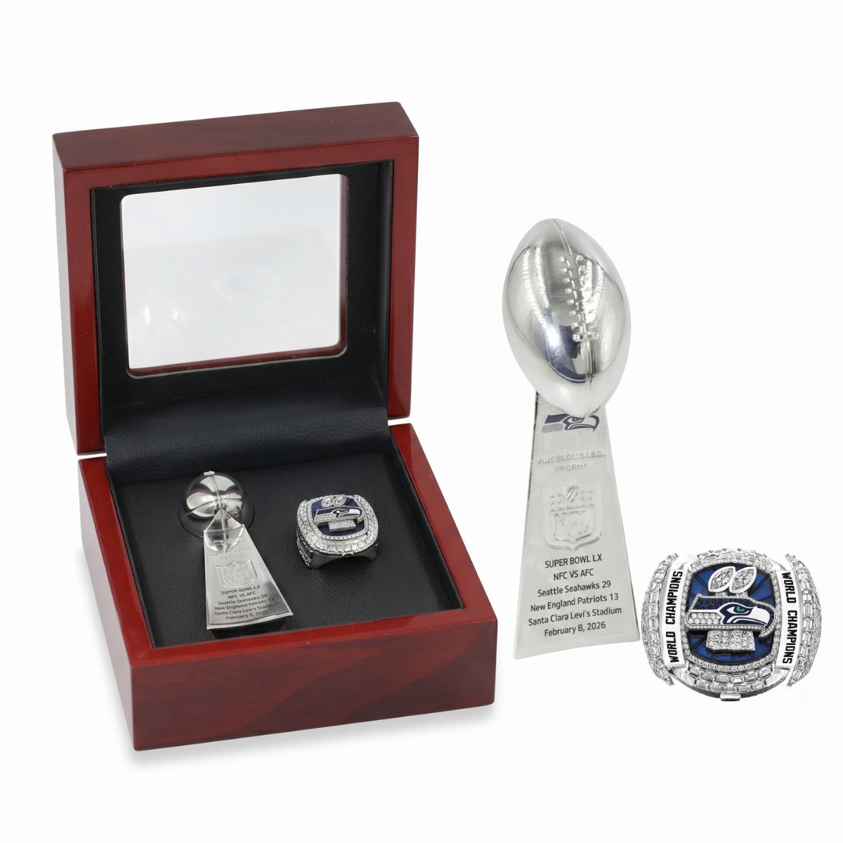 2025 Seattle Championship Trophy & Ring Set – Collectible Fan Edition