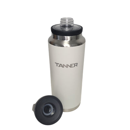 Tanner Tees - 37oz Insulated Water Bottle with Lid Handle - Cream