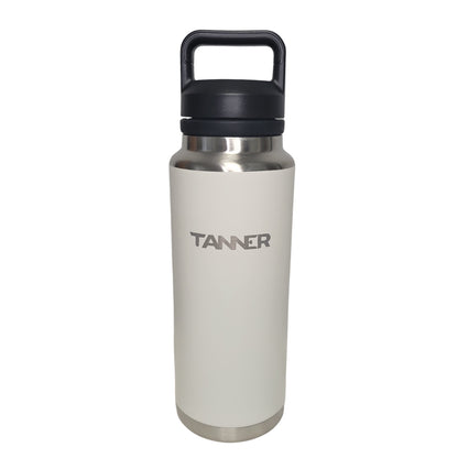 Tanner Tees - 37oz Insulated Water Bottle with Lid Handle - Cream