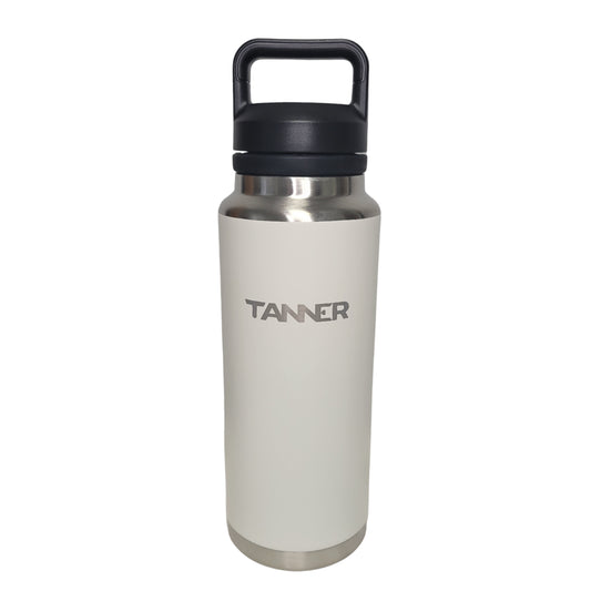 Tanner Tees - 37oz Insulated Water Bottle with Lid Handle - Cream
