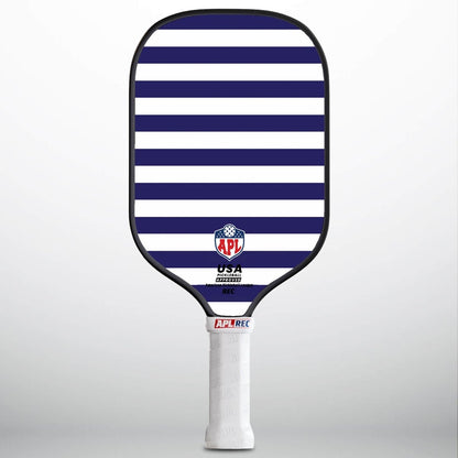 APL - White Blue Lines Pickleball Paddle | 16mm Carbon Fiber | Best Pickleball Paddles | American Pickleball League