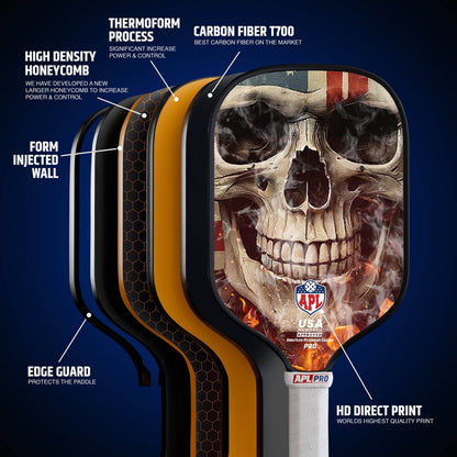 APL - Smoky Skull Pickleball Paddle | 16mm Carbon Fiber | Best Pickleball Paddles | American Pickleball League