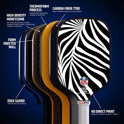 APL - White Black Patterns Pickleball Paddle | 16mm Carbon Fiber | Best Pickleball Paddles | American Pickleball League