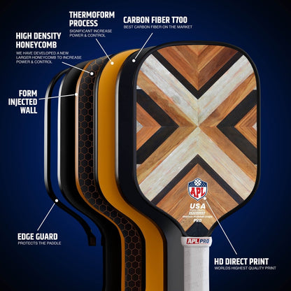 APL - Wooden Patterns Pickleball Paddle | 16mm Carbon Fiber | Best Pickleball Paddles | American Pickleball League