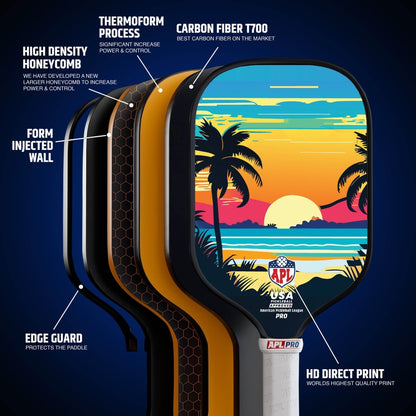 APL - Sunset Pickleball Paddles | 16mm Carbon Fiber | Best Pickleball Paddles | American Pickleball League
