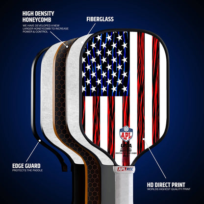 APL - US Flag Pickleball Paddle | 16mm Carbon Fiber | Best Pickleball Paddles | American Pickleball League